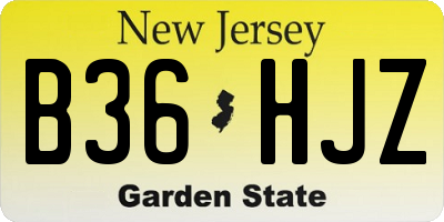 NJ license plate B36HJZ
