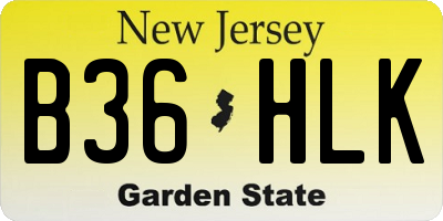 NJ license plate B36HLK