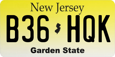 NJ license plate B36HQK