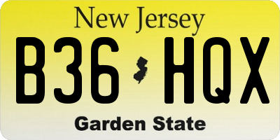 NJ license plate B36HQX