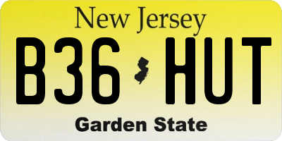 NJ license plate B36HUT