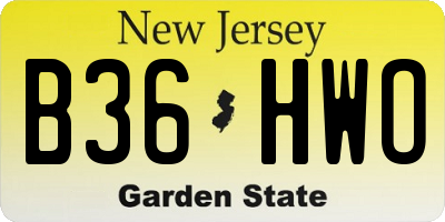NJ license plate B36HWO