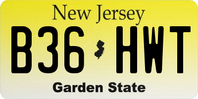 NJ license plate B36HWT