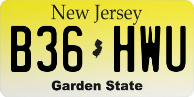 NJ license plate B36HWU