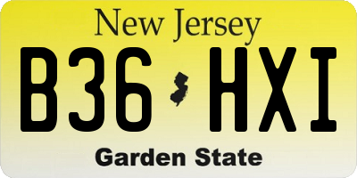 NJ license plate B36HXI