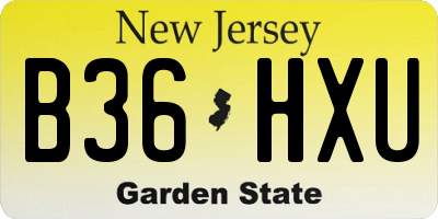 NJ license plate B36HXU