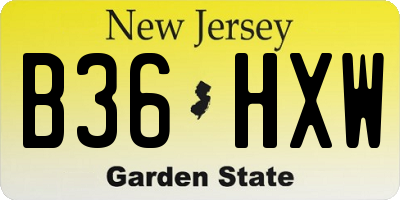 NJ license plate B36HXW