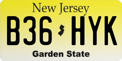 NJ license plate B36HYK