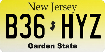 NJ license plate B36HYZ