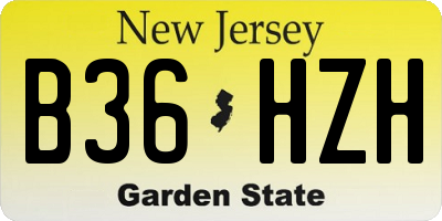 NJ license plate B36HZH