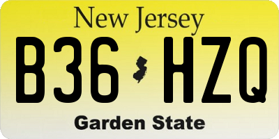 NJ license plate B36HZQ