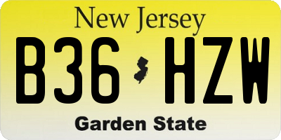 NJ license plate B36HZW