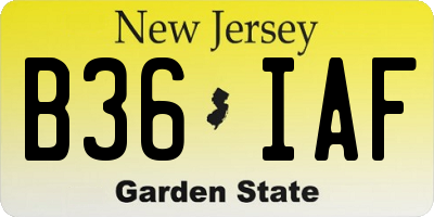 NJ license plate B36IAF