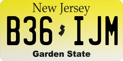 NJ license plate B36IJM