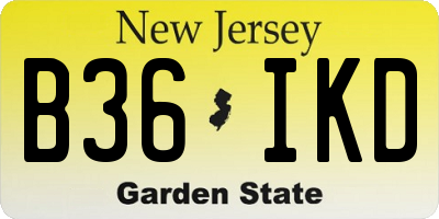 NJ license plate B36IKD