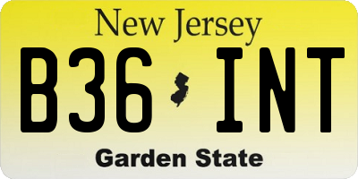 NJ license plate B36INT