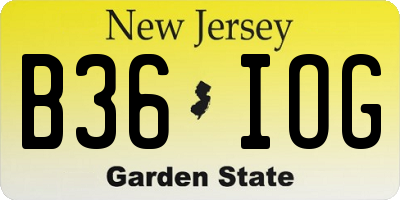 NJ license plate B36IOG