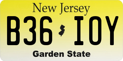 NJ license plate B36IOY