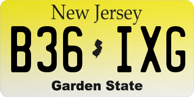 NJ license plate B36IXG