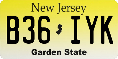 NJ license plate B36IYK