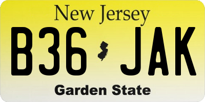 NJ license plate B36JAK
