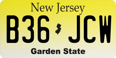 NJ license plate B36JCW