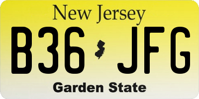 NJ license plate B36JFG