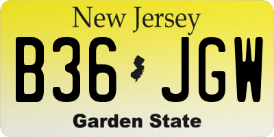 NJ license plate B36JGW