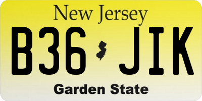 NJ license plate B36JIK