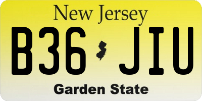 NJ license plate B36JIU