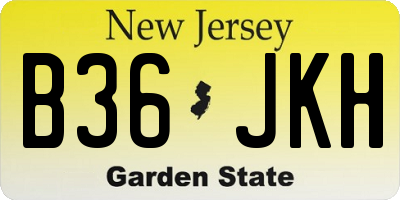 NJ license plate B36JKH