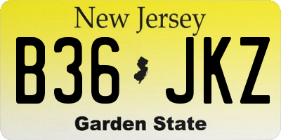 NJ license plate B36JKZ