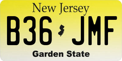 NJ license plate B36JMF