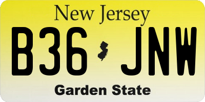 NJ license plate B36JNW