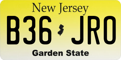 NJ license plate B36JRO