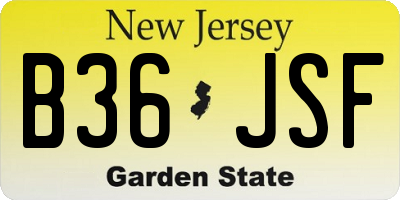 NJ license plate B36JSF