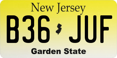 NJ license plate B36JUF