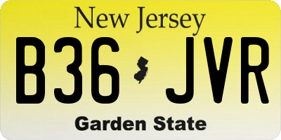 NJ license plate B36JVR