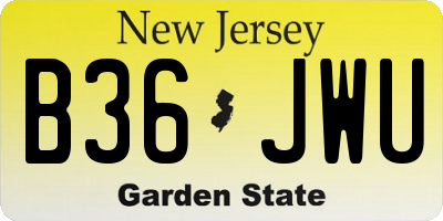 NJ license plate B36JWU