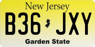NJ license plate B36JXY