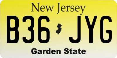 NJ license plate B36JYG