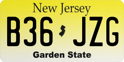 NJ license plate B36JZG