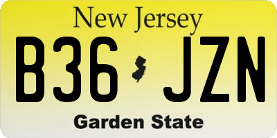NJ license plate B36JZN