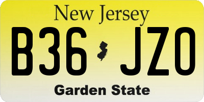 NJ license plate B36JZO