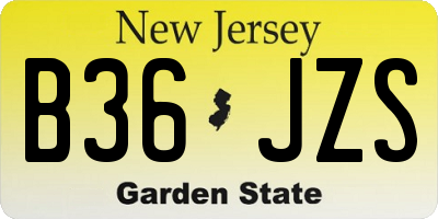 NJ license plate B36JZS