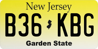 NJ license plate B36KBG