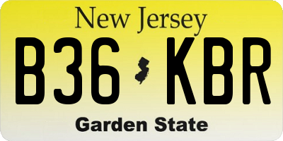 NJ license plate B36KBR