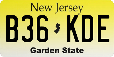 NJ license plate B36KDE
