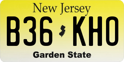 NJ license plate B36KHO