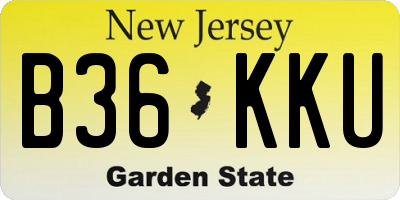 NJ license plate B36KKU